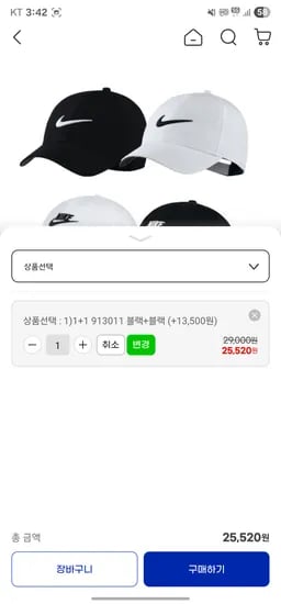 나이키 야구모자 2개