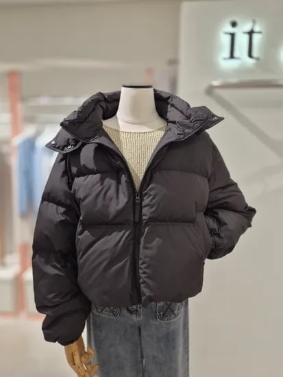 잇미샤 후드 집업 숏 구스다운 숏패딩
