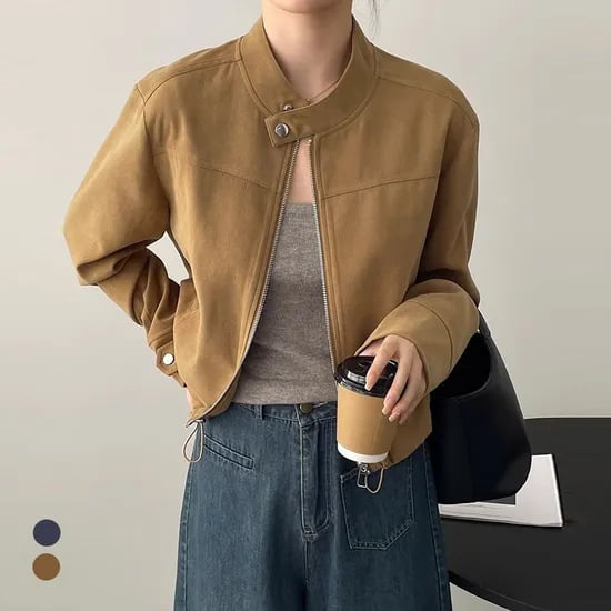 카라 심플요크스웨이드자켓