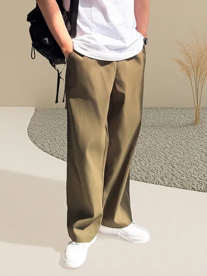남편 와이드핏 밴딩팬츠