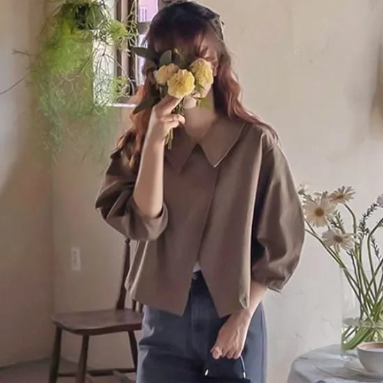 앤카라 퍼프소매 사선 귀요미 자켓