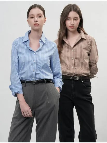 제너럴아이이디어 스트라이프 리벳 셔츠 2종