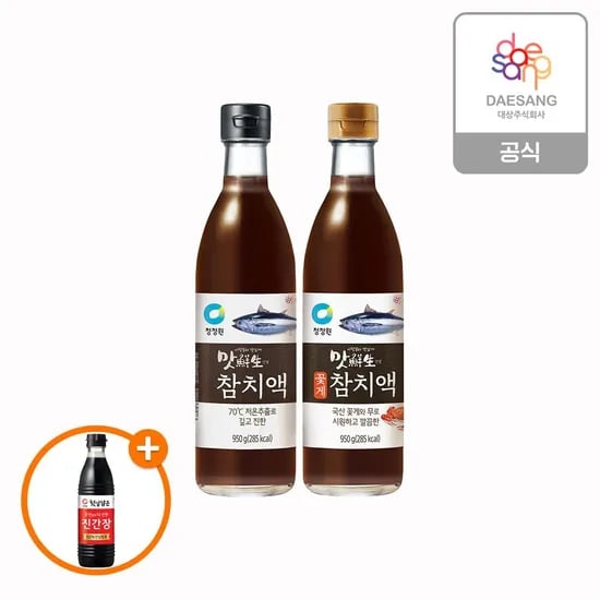 청정원 맛선생 참치액/꽃게참치액 950g 2종 간장 500ml 12개