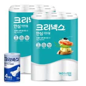 크리넥스 안심 키친타월 140매 12롤 2팩