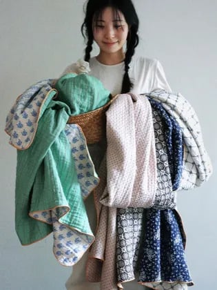 뮬리 4중 거즈 에스닉 블랭킷 겸 홑이불 3가지 색상