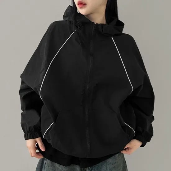 오버핏 스트링 후드 바람막이 2가지 버전