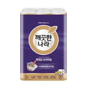 깨끗한나라 촉앤감케어 와이드 프리미엄 30m 30롤