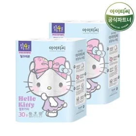 헬로키티 4겹 천연펄프 화장지 핑크리본 2팩 총 60롤