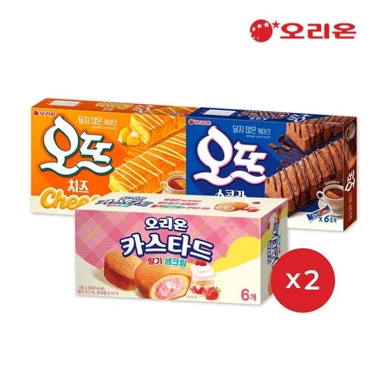 오리온 오뜨 치즈 6개 쇼콜라 6개 카스타드 딸기생크림 6개 2개