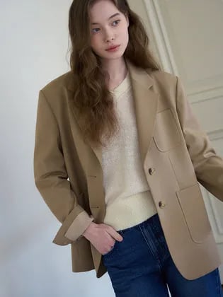 드로우핏우먼 투버튼 오버핏 싱글자켓