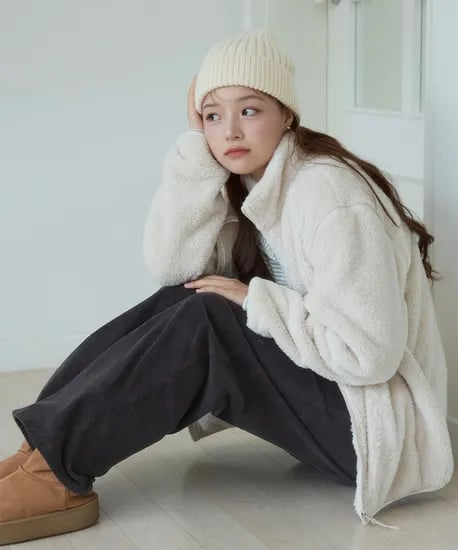 스파오 베이직 퍼플리스 집업