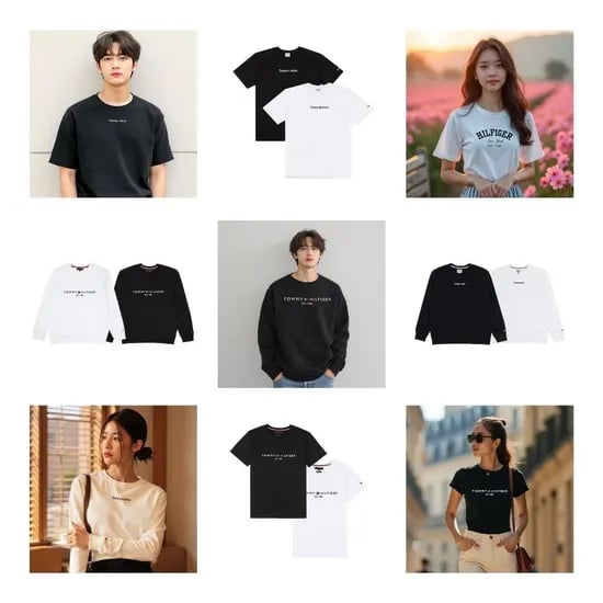 타미힐피거 기모 자수로고 맨투맨