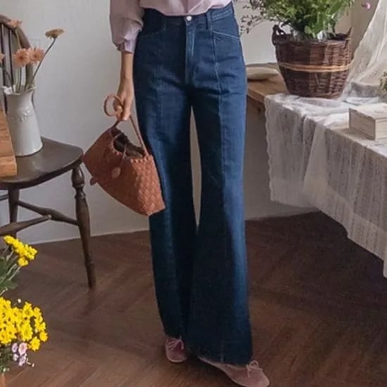절개디테일 일자와이드 데님팬츠