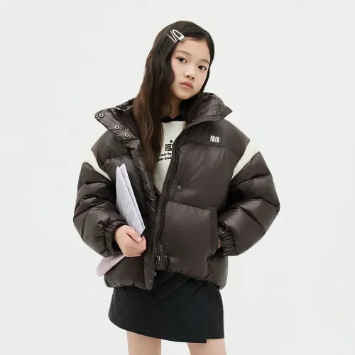 베네통키즈 딸램용 글로시 후드 덕다운 패딩