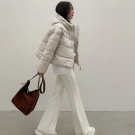 하이넥 후드 패딩