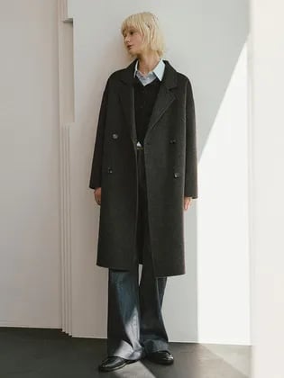 레프트서울 캐시미어 핸드메이드 더블 롱 코트