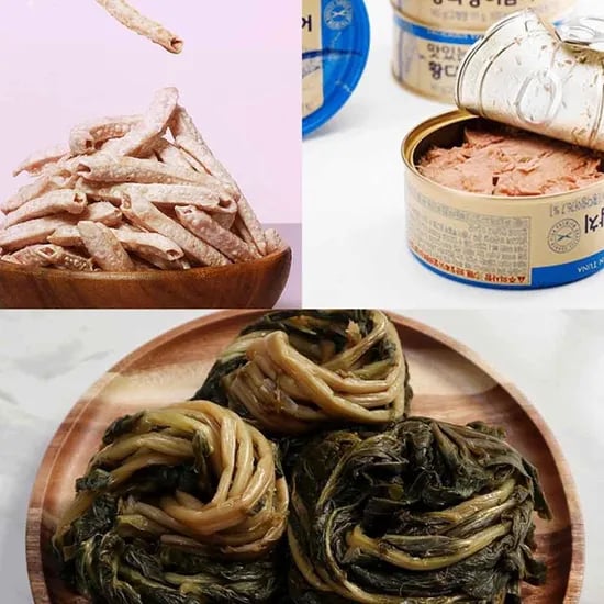 보라구마 50g 참치캔 145g 삶은시래기 300g 3개