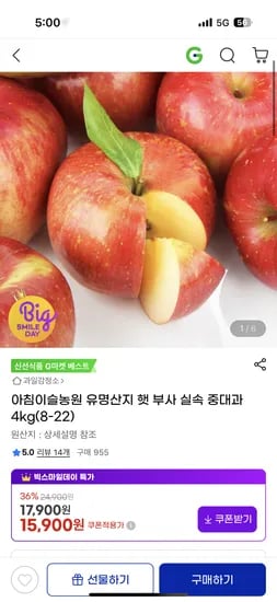 햇 부사 사과 실속 중대과 4kg