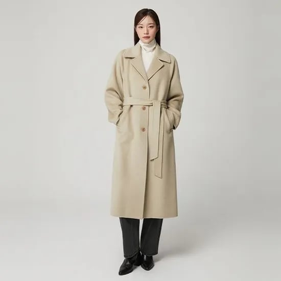 플라스틱아일랜드 싱글 롱 반핸드메이드 코트