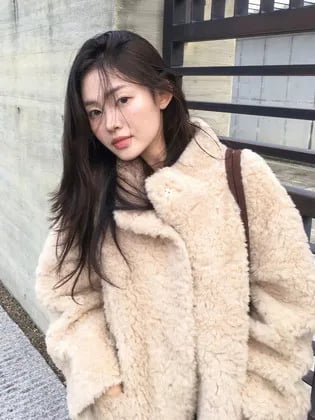 더라우스트 부클 퍼 울 코트 아이보리