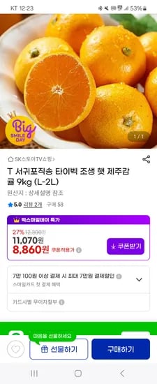 타이벡 조생 햇 제주감귤 9kg