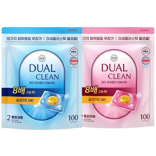클라 듀얼 울트라 클린 캡슐세제 클린코튼 100개 프리지아 100개