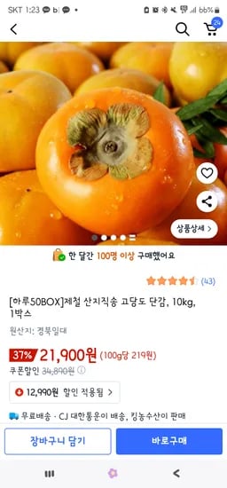 제철 산지직송 고단도 단감 10kg