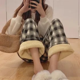 이너리즘 양털기모 체크 수면바지 2개