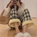 이너리즘 1+1 양털 기모 체크 수면바지