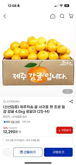 서귀포 햇 조생 감귤 4.5kg 로열과