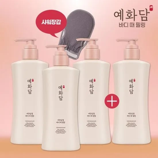 예화담 비단결 때필링 500ml 4개 + 샤워장갑