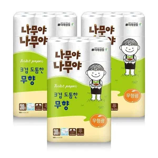 나무야나무야 3겹 도톰한 무향 30m 30롤 3개