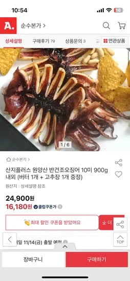 원양산 반건조오징어 10미 900g 내외