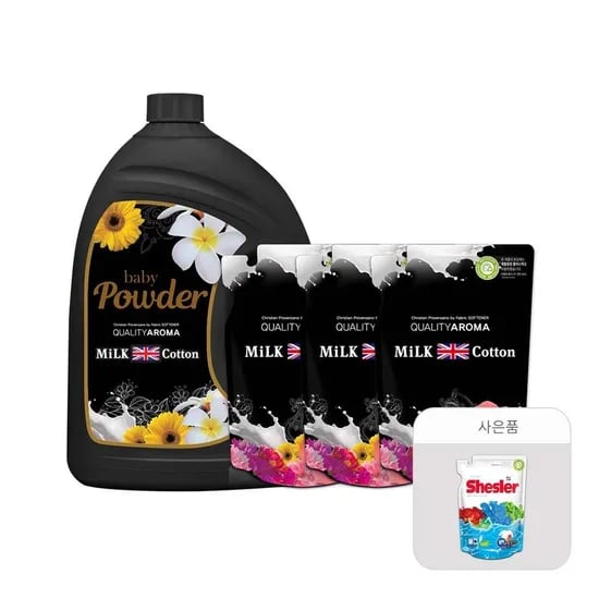 밀크코튼 고농축 섬유유연제 파우더 3.06L 1개 리필 700ml 3개
