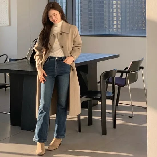 로엠 부츠컷 기모 데님
