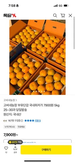 부유단감 5kg 중소과 25-30과