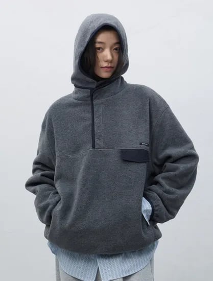 제너럴아이디어 소프트 하이넥 플리스 아노락