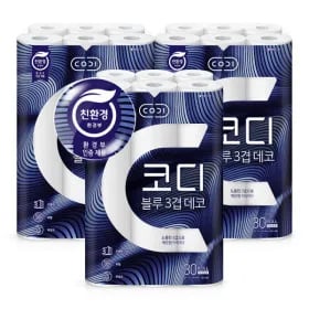 코디 3겹 데코화장지 30롤 3팩
