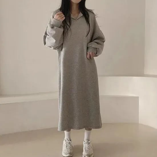 기모 무지 후드 원피스