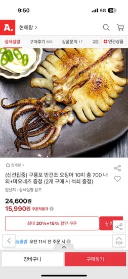 반건조 오징어 10미