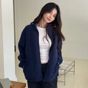 남녀공용 베이직 쿠션 후리스 집업자켓