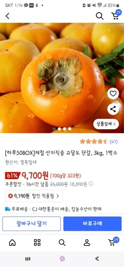 제철 산지직송 고당도 단감 3kg