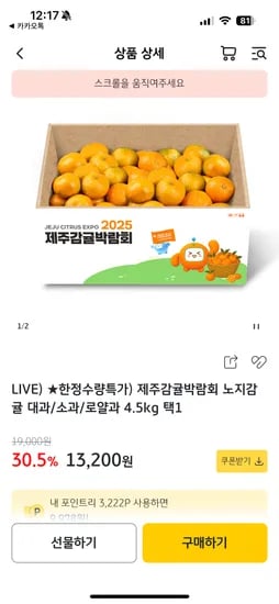 제주감귤박람회 노지감귤 4.5kg 대과/로얄과