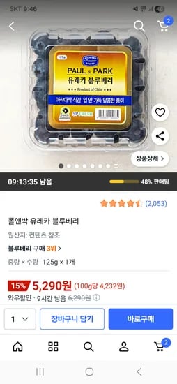 폴앤박 유레카 블루베리 125g