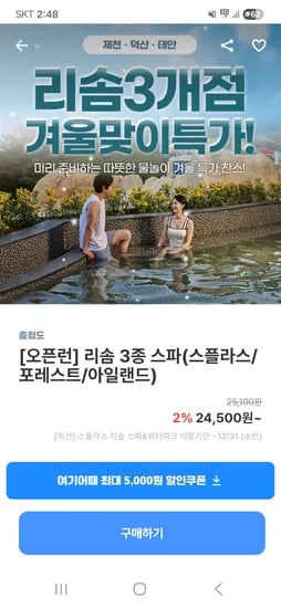 리솜스파 3개 지점 24,500원~