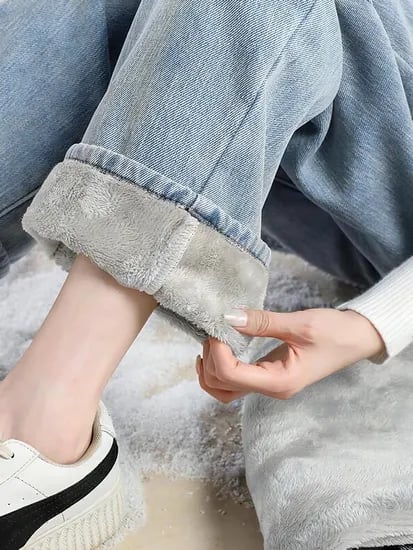 카라 윈터플리스안감데님팬츠