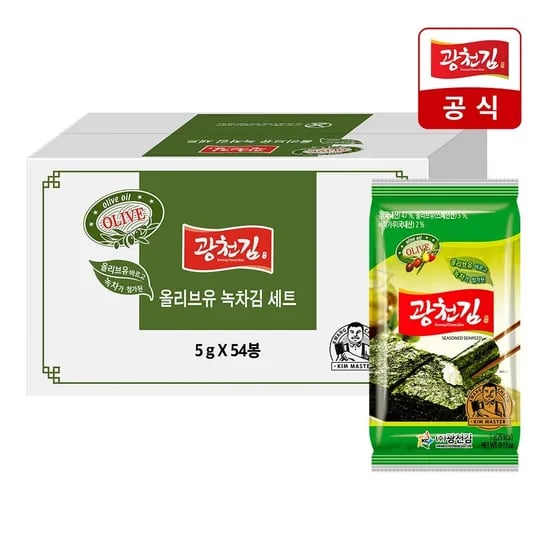 광천김 올리브 녹차 도시락김 5g 54봉