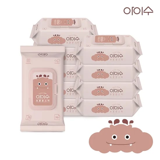 이지팜 아이수 브론몬스터 물티슈 캡형 65gsm 70매 x 10팩