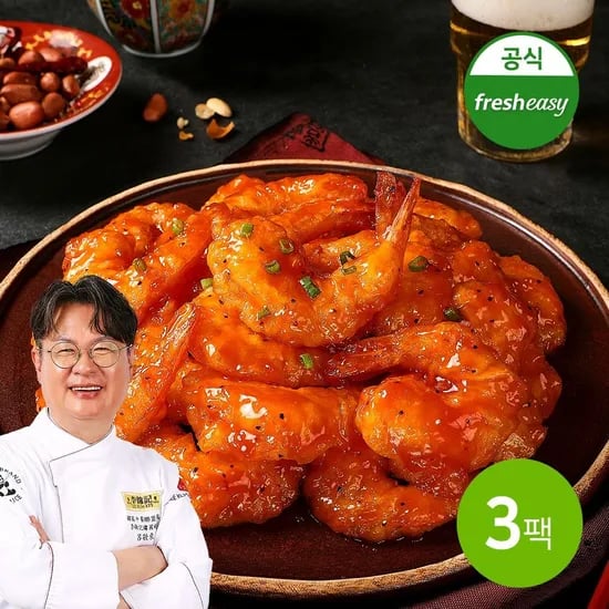 여경래 칠리새우 400g(새우200g+소스200g) x3팩