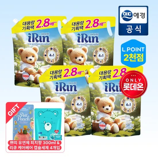 아이린 실내건조 섬유유연제 2.3L 4개